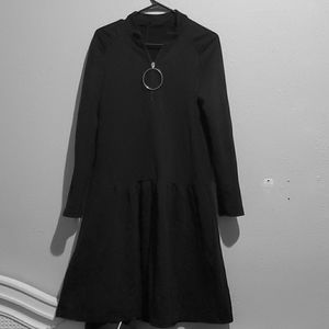 Half zip black dress